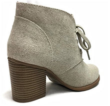 Delicious by Soda Women's Ripley Sueded Lace Up Chunky Stacked Heel Ankle Bootie