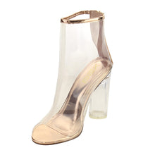 X2B FG97 Women's Ankle High Peep Toe Lucite Heel Bootie Sandals