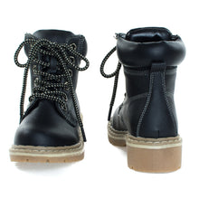 Children Fashion Work Bootie Lace Up Lug Threaded Sole, Kid Girl Boy
