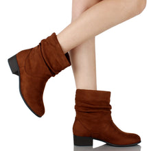 Soda Energy Women's Slouchy Pull On Low Block Heel Ankle Booties