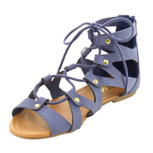 Soda Women's Open Toe Lace Up Strappy Ankle Flat Sandals