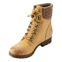 Refresh AD21 Women's Lace Up Sweater Collar Ankle Combat Booties