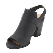 Soda Women's Slingback Stacked Chunky Heel Peep Toe Bootie