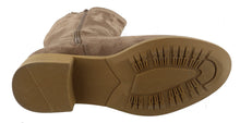 Top Moda Women's Buckle Zipper Over the Knee Riding Low Flat Heel Boot