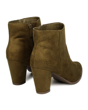 Breckelles GA93 Women Faux Suede Pointy Toe Chunky Heel Bootie