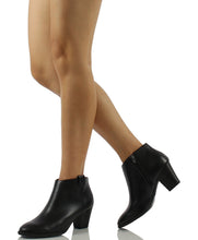 Soda Women's Zenith Faux Leather Cowboy Western Round Toe Chunky Heel Pull On Tab Ankle Boot