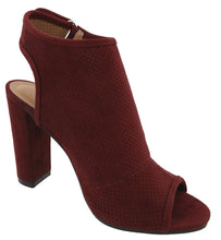 Top Moda Women's Perforated Cutout Laser Chunky Stacked Heel Ankle Bootie