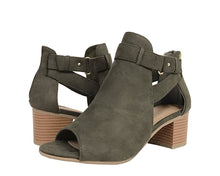 City Classified Women's Cutout Side Strap Mid Black Chunky Heel Fashion Ankle Bootie Boots