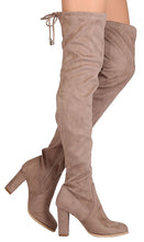 Refresh Footwear Women's Thigh High Chunky Heel Drawstring Boot
