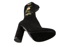 Top Moda Women's Embroidered Chunky Stacked Block Heel Over the Knee Boot