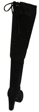 Top Moda Keen-1 women's almond toe chunky heel tie up side zip suede knee high boots