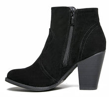 Breckelle's Womens Almond Toe Faux Suede Think Chunky Heel Cowboy Ankle Bootie