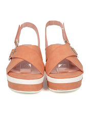 Women Leatherette Platform Wedge Sandal - Two Tone Wedge - Slingback Heel Sandal - GH62 By Nature Breeze