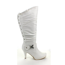 Top Moda PAGE-65 Women's Knee High Round Toe Lace-up Slouched High Heel Boots
