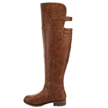 NATURE BREEZE FE58 Women's Buckle Strap Ribbed Over The Knee Riding Boots