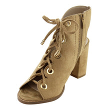 Nature Breeze FG92 Women's Lace Up Criss Cross Block Heel Sandals