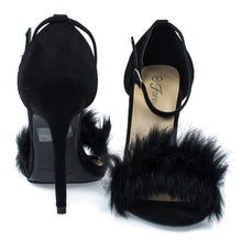 Fluffy Feather Furry Strap High Heel Open Toe Dress Sandal