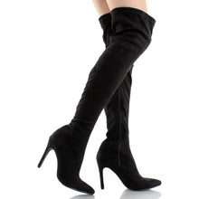 Breckelle's Beverly-15 Women Faux Suede Pointy Toe Stiletto Heel Thigh High Boot