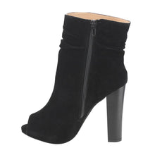 Chase & Chloe Ivy-1 Women's Ruched Zip High Stacked Heel Ankle Booties