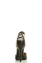 Breckelles Womens Pointy Closed Toe Ankle Strap Lace Up High Heel Pump Sandal