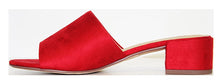 City Classified Women's Open Toe Chunky Heel Suede Slide Sandals Shoes