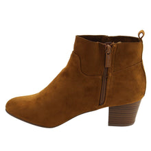 Breckelles GK54 Women Faux Suede Round Toe Chunky Heel Ankle Bootie
