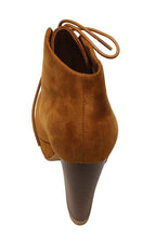 Bella Marie Goldie-21 Women's almond toe platform lace up chunky heel ankle high suede booties