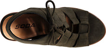 Soda Women's Quince Faux Leather Peep Toe Lace Up Gladiator Slingback Open Back Ankle Boot