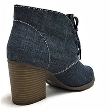 Delicious by Soda Women's Ripley Sueded Lace Up Chunky Stacked Heel Ankle Bootie