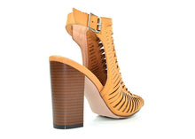 Chase & Chloe Brian-1 Women's Cutout Weave Ankle Strap Chunky Heel