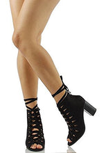 Delicious Women's Hewitt Faux Suede Lace Up Thick Crisscross Lace Stacked Heel Ankle Bootie