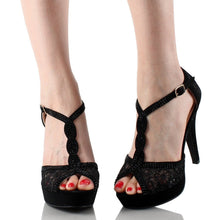 Top Moda Hy-5 Open Toe Crochet High Heel Sandals