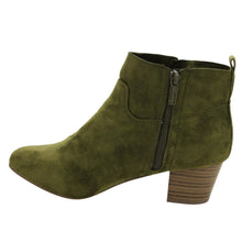 Breckelles GK54 Women Faux Suede Round Toe Chunky Heel Ankle Bootie