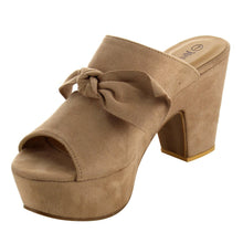 Nature Breeze FI10 Women's Slip On Peep Toe Knotted Platform Mule Sandals