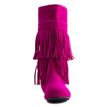 Kali Women's 2 Layer Fringe Faux Suede Boots (Adults)