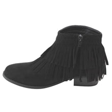 Refresh AD41 Women's Fringe Side Zipper Block Heel Ankle Booties
