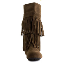 Kali Women's 2 Layer Fringe Faux Suede Boots (Adults)
