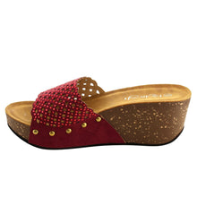 Refresh IE86 Women's Rhinestone Studded Slip On Platform Wedge Sandal