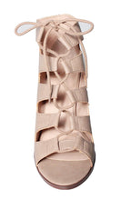 Delicious Women's Yohan Open Toe Lace Up Stacked Heel