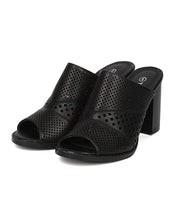 Women Leatherette Chunky Heel Mule - Casual, Dressy, Versatile - Perforated Sandal - GF53 By Nature Breeze