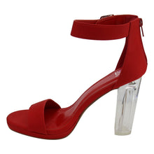 CARGO! Women's Sexy Ankle Strap Block Chunky Clear Perspex Heel Sandals