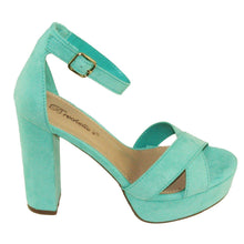 Breckelle's Women's Bella-43 Faux Suede Adjustable Ankle Strap Platform Block High Heels
