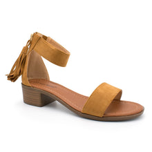 Top Moda Women's Tassel Fringe Zip Back Block Heel Sandal