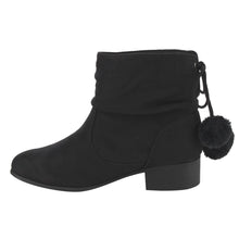 Soda FF26 Women's Slouchy Pom Pom Back Lace Up Block Heel Ankle Booties