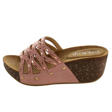 Refresh IF01 Women's Cutout Stud Rhinestone Slide In Wedge Sandal