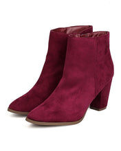 Breckelles GA93 Women Faux Suede Pointy Toe Chunky Heel Bootie