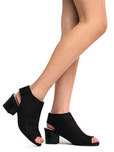 City Classified Women's Harlyn Cutout Peep Toe Stacked Chunky Heel Bootie