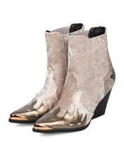 Women Flame Pattern Cowboy Boot - Block Heel Western Boot - Chunky Heel Ankle Boot - HK88 By Cape Robbin