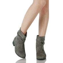 Soda Energy Women's Slouchy Pull On Low Block Heel Ankle Booties