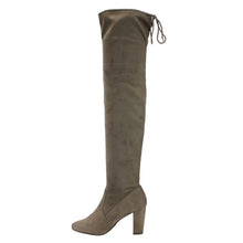 Delicious Women's Faux Suede Back Tie Over the Knee Chunky High Heel Dress Boot